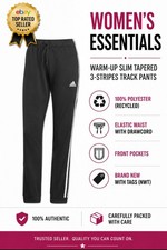 Adidas women Essentials Warm-Up Slim Tapered 3-Stripes Track Pants Large