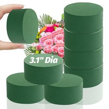 6 Pcs Round Floral Foam Blocks,3" Small Green Wet Dry Florist 3.1in,