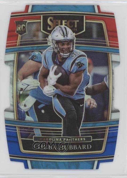 2021 Panini Select Concourse Red & Blue Prizm Die-Cut Chuba Hubbard #76 0d0u