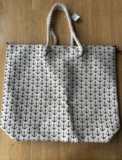 Nautical bag, purse, tote beach bag anchors White And Blue Rope Style Handles