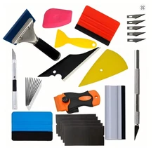 21Pcs Car Vinyl Wrap Tool Set Carbon Fiber Squeegee Scraper Kit