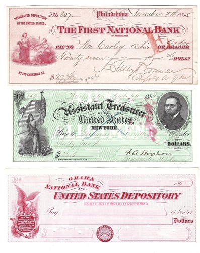 CIVIL WAR Patriotic Lot of 3 - U.S. Treasurer Drafts 186x/64/65