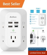 3-Sided 5 Outlet Surge Protector with 4 USB Charging Ports - Listed