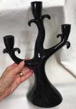 HALLOWEEN Gothic witchy Art Nouveau Candelabra 3 Arm black plastic-14" X 10"