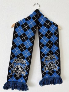 Ruffneck Scarves San Jose Earthquakes MLS Soccer Argyle Knit Scarf Blue/Black