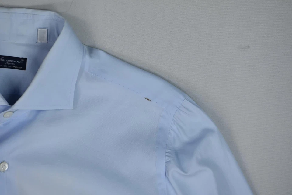 Camisa de vestir lisa azul claro Finamore para hombre talla 17/43 leer descripción Foto 4 de 4