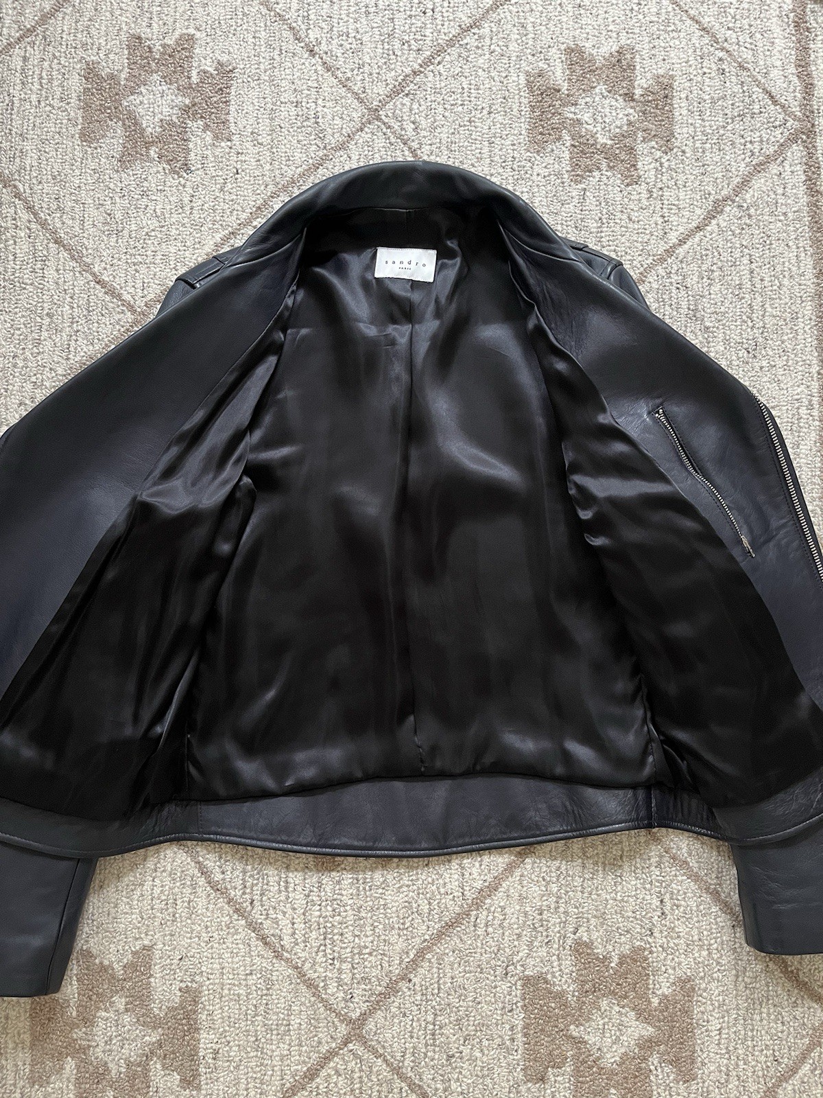 Sandro Leather Jacket Slim Small - image 3