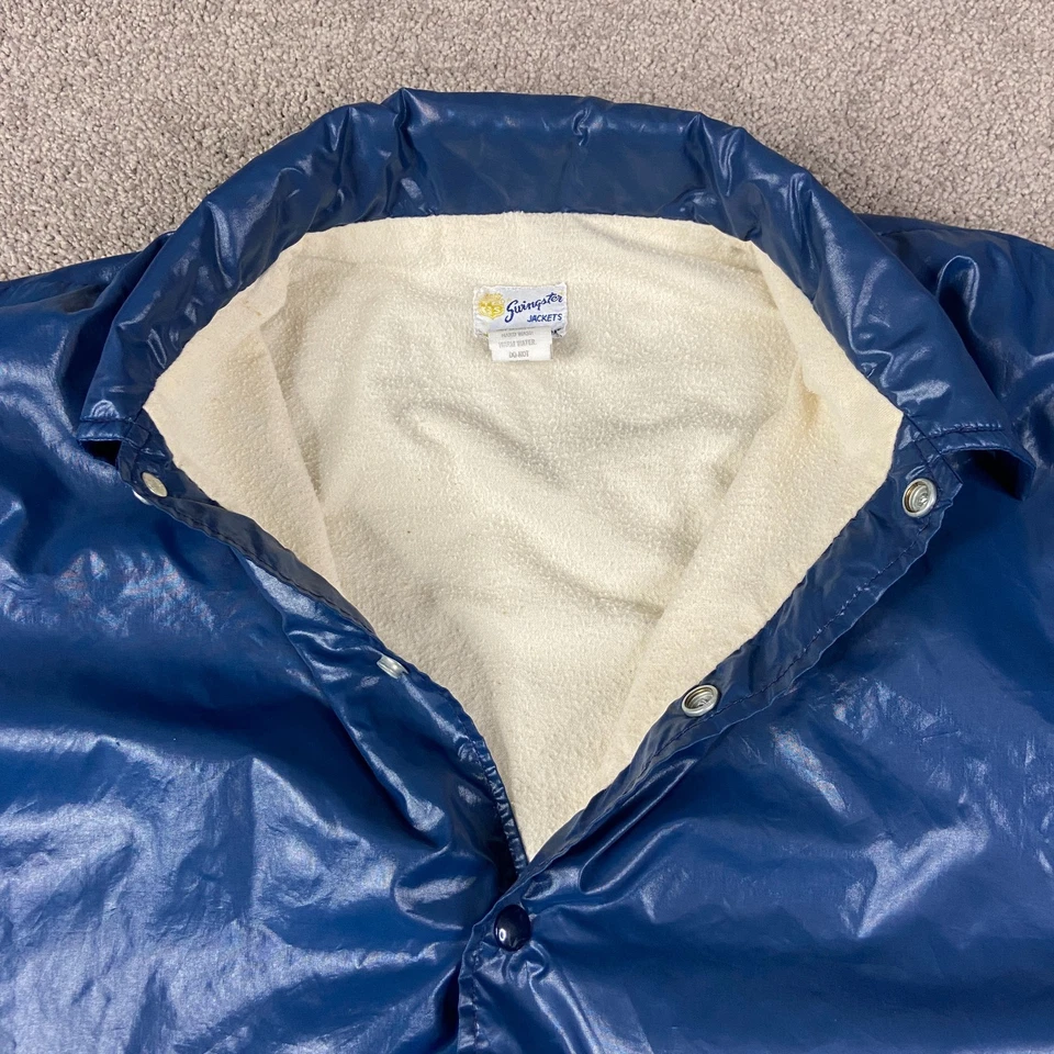 Chaqueta De Colección Swingster Botón A Presión Nylon Talla Grande Forrada Hecha en EE. UU. Azul Foto 4 de 4