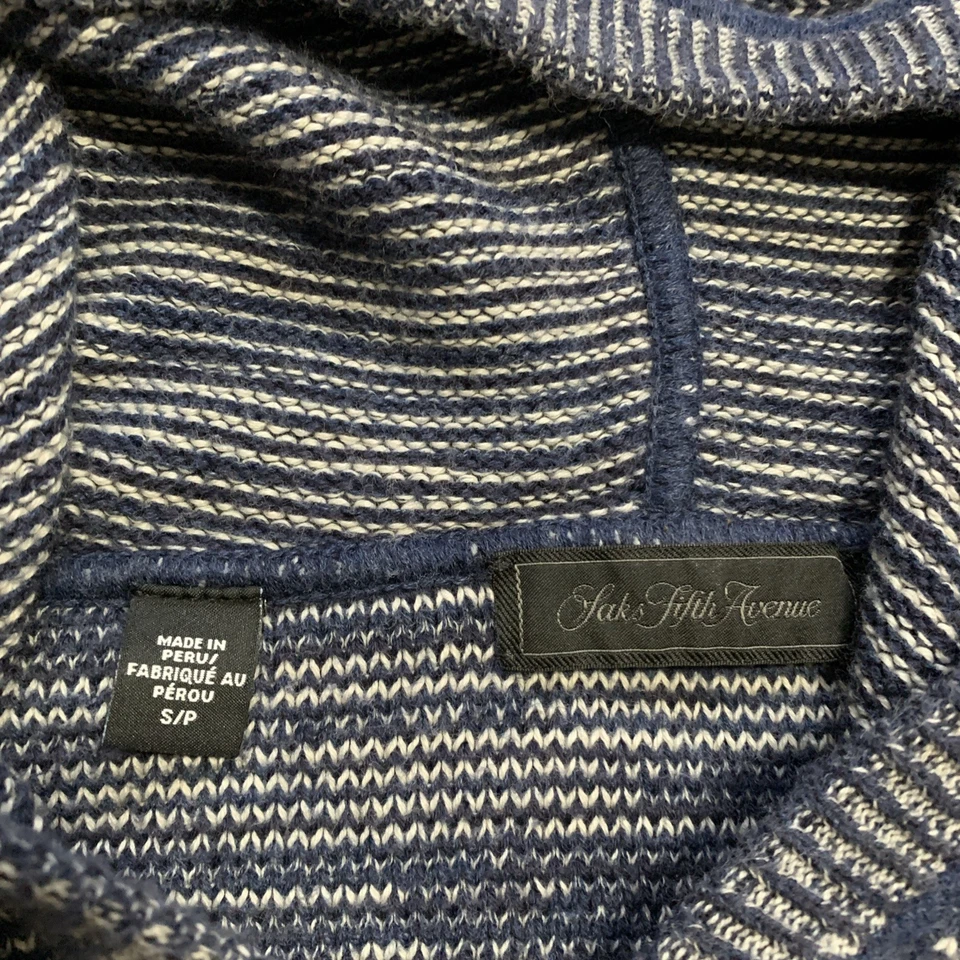 Saks Fifth Avenue Hoodie Sweatshirt Mens Size Small Blue Pullover Knit Cotton - Image 3 of 4
