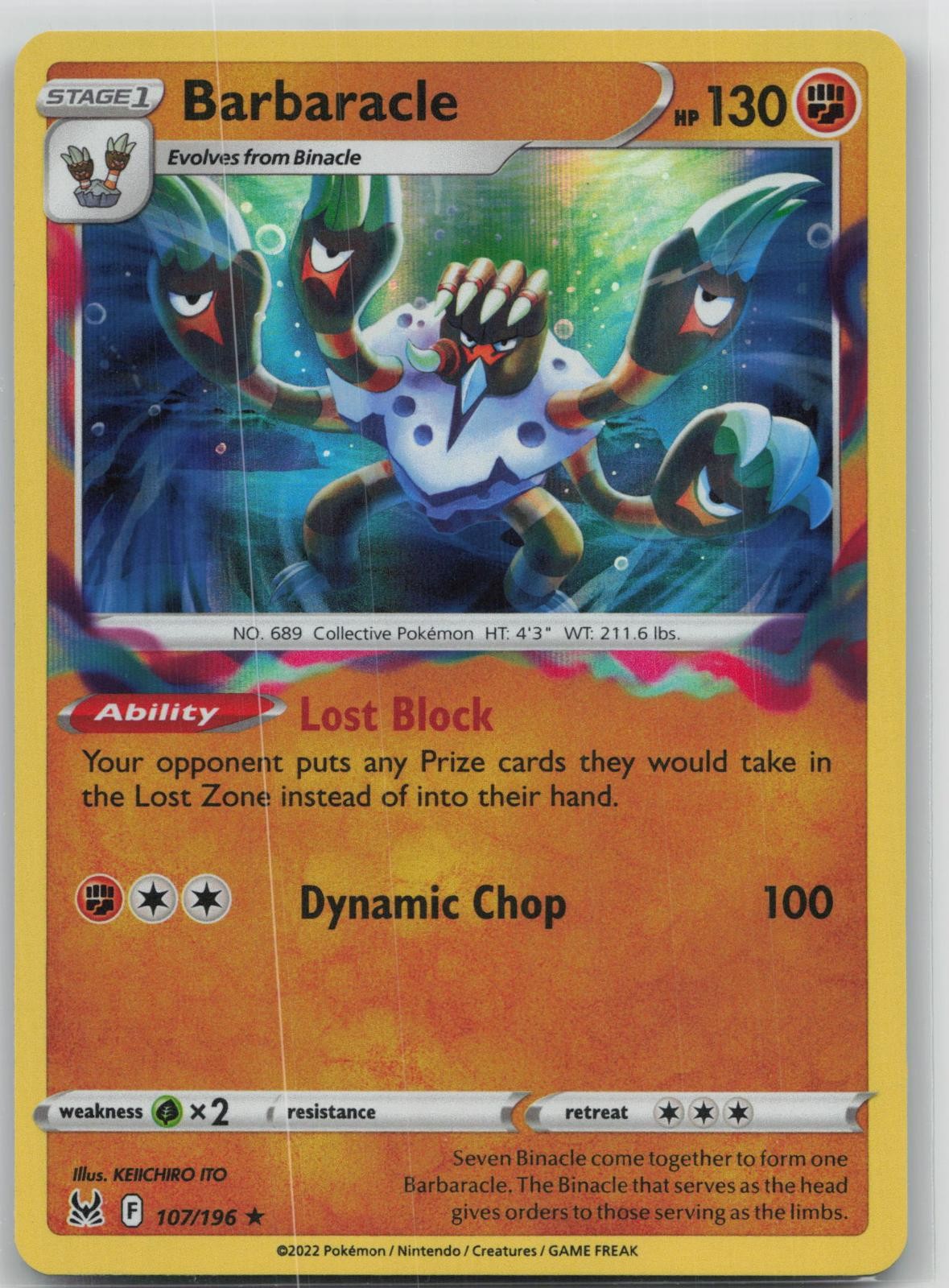 Barbaracle 107/196 Holo Rare Lost Origin Pokemon Holo Near Mint