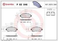 Bremsbelagsatz Scheibenbremse Prime Brembo P 83 046 FüR Toyota Avensis Corolla