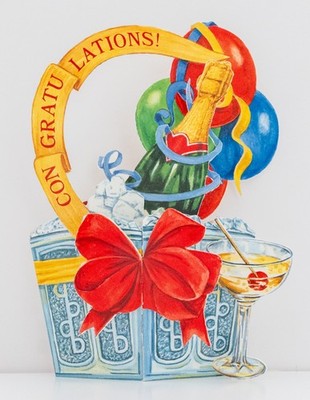 3D Vintage Grußkarte - Sekt - mit Umschlag zum Stellen Ampersand Studio