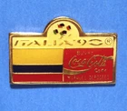 COCA COLA - COKE - ITALIA 90 FIFA WORLD CUP - COLOMBIA FLAG - VINTAGE LAPEL PIN