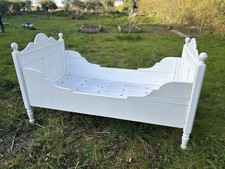 Antique Pine Sleigh Bed Single Vintage Wooden Painted
