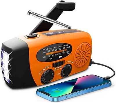 Notfallradio Solar, Kurbelradio mit LED-Taschenlampe, AM/FM, NOAA, USB