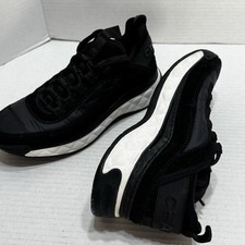 Sz 38 US 8 Chanel Velvet Calfskin Mixed Fibers Sneaker Black W 35617 CC Shoes