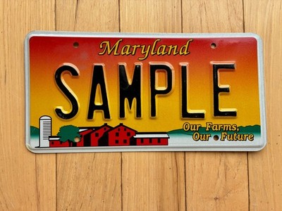 2001 Maryland Our Farm Our Future Sample License Plate