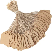 500PCS Kraft Paper Price Tags with String 1.4x1.8in Brown Writable Hang Labels