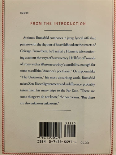 Pieces of Intelligence: The Existential Poetry: D. Rumsfeld Book New - Picture 2 of 2