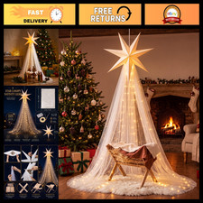 Large Lighted Christmas Nativity Scene Set - Festive Indoor/Outdoor Holiday Deco