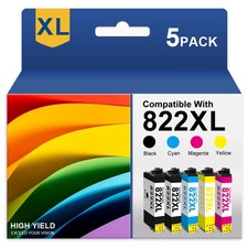 5PK 822XL Ink Cartridges for Epson Workforce Pro WF-3820 WF-4820 WF-4830 WF-4833