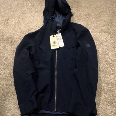 Timberland Men's Waterproof Hooded Windbreaker Jacket Navy Blue S/P