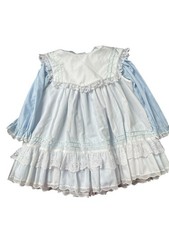 Vintage Bryan Blue  White Striped 2 Pc Dress  Pinafore, Party Dress, 4T