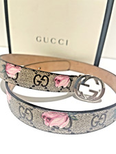 Gucci Designer Kids Belt.  Floral/Mongrammed. Size L /Age 8. Genuine. Ex. Cond.