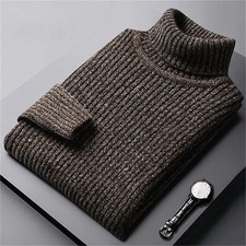 Men's Thick Warm Sweater Winter Knitted Turtleneck Pullovers High Neck Sweater