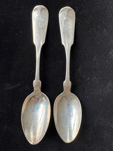 Antiq. Gorham Sterling Silver Spoons c.1865 Fiddle Pattern 925/1000 Block G Mark