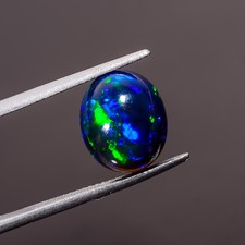 3.8 Ct Natural Black Ethiopian Opal Oval Shape Cabs Loose Gemstone 11X9X6 mm