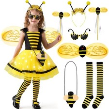 Latocos 8pcs Bee Costume Kids Toddler Light Up Bumblebee Tutu Dress Bee Wings...