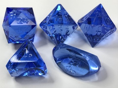 Gamescience Dice Blue - 5 rare dice - d24 - d16 - Game Dice rpg ad&d