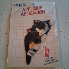 Wrights Applique Patch Black And White Cat Kitten Iron On Sewing Sew On Feline