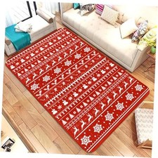 Christmas Area Rug 5x7 Red Vintage Floral Non-Slip Holiday Carpet for Living