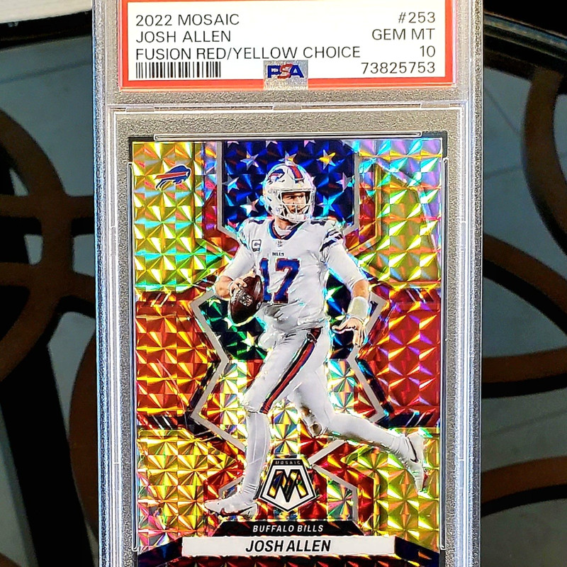 💥/80!💥 Josh Allen - 2022 Panini Mosaic - Red Yellow Choice Prizm /80 - PSA 10