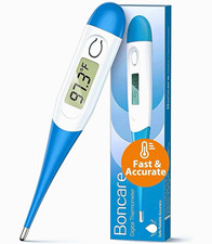 Boncare T15 Digital Thermometer LCD Waterproof Blue/White w/ Case