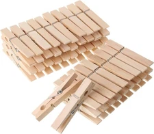 50 Pack Wooden Clothes Pins Large Natural Wood 2.9 Inch Rust Resistant Crafts