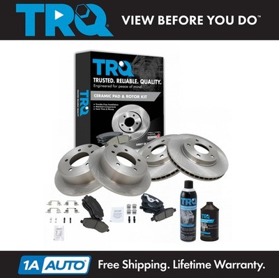 TRQ Front & Rear Ceramic Disc Brake Pads Rotors & Fluids Kit for Lancer
