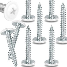 100 Pcs 8 x 1-1/2" White Wood Screws, Truss Head Self Tapping Zinc...