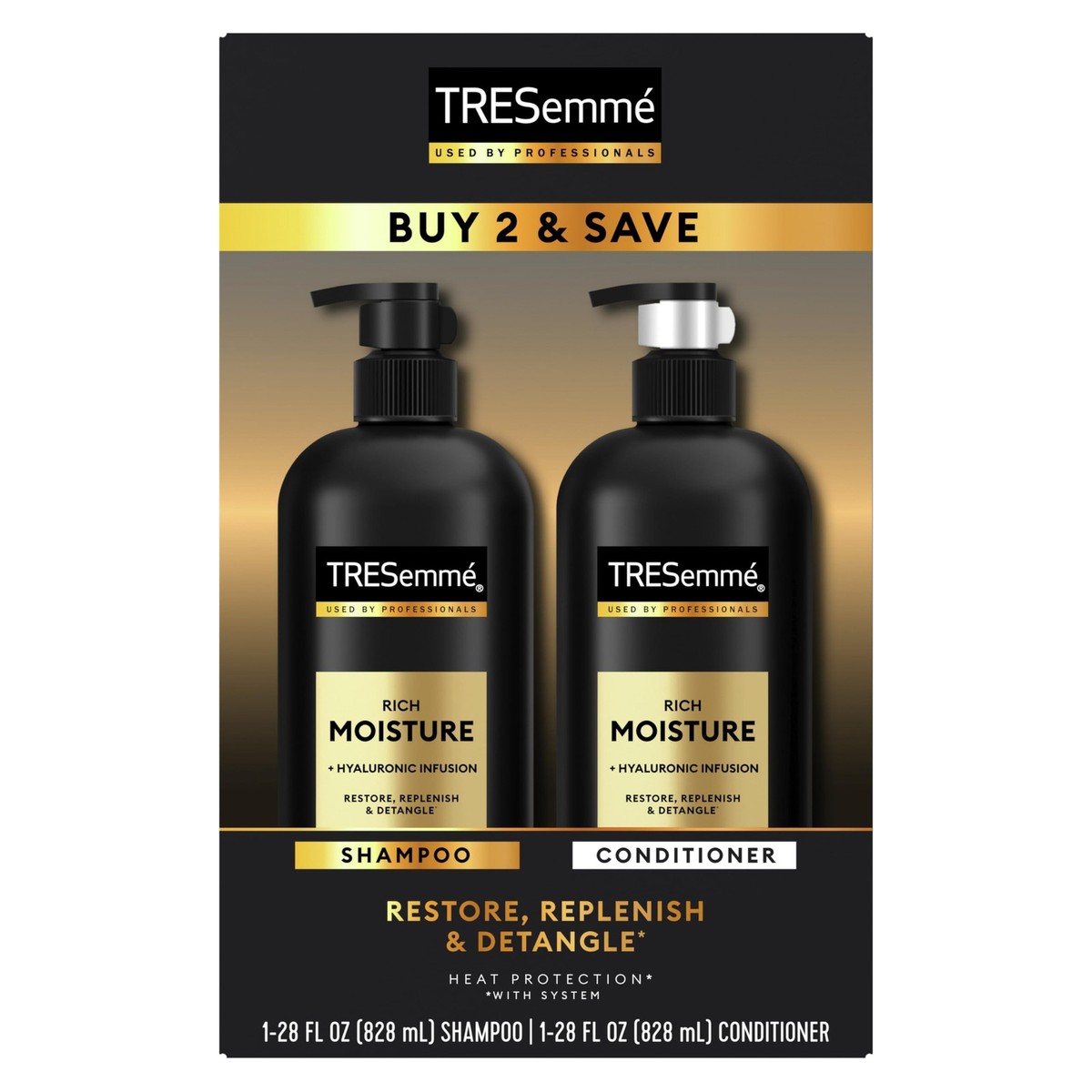 TRESemmé Rich Moisture Shampoo and 28 Fl Oz (Pack of 2), BLACK