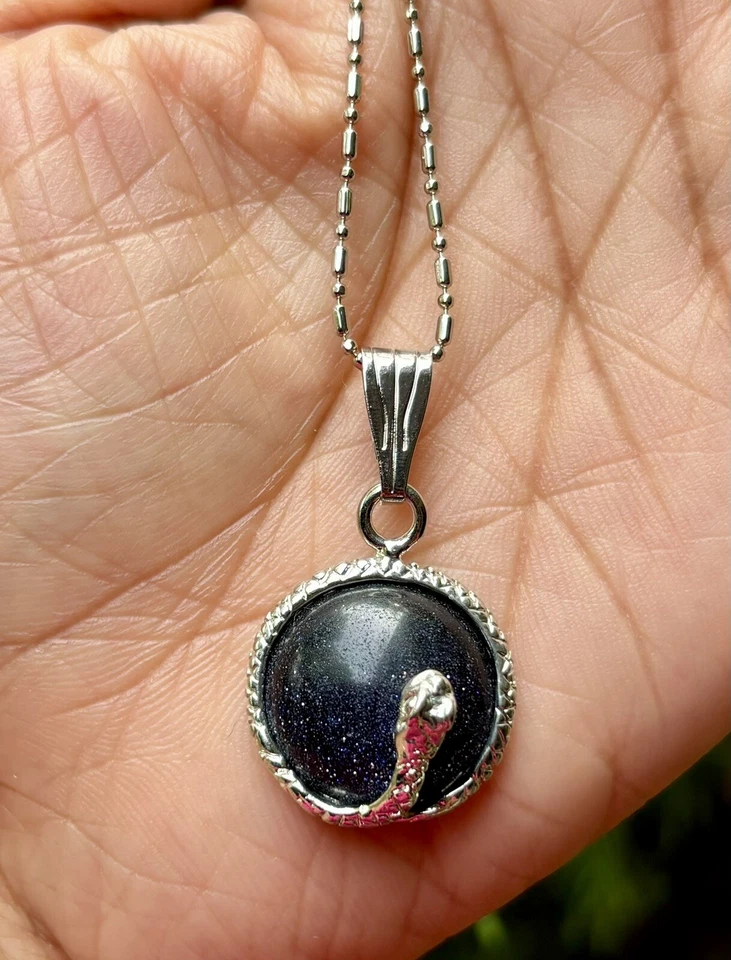 Medallón Colgante Moda Piedra Solar Azul Lleno de Oro Blanco CADENA SURTIDA GRATIS #1 Foto 4 de 4