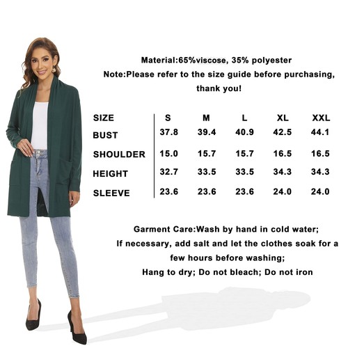 Women's Open Front Long Shawl Cardigan Sweater with Pockets - Picture 6 of 6