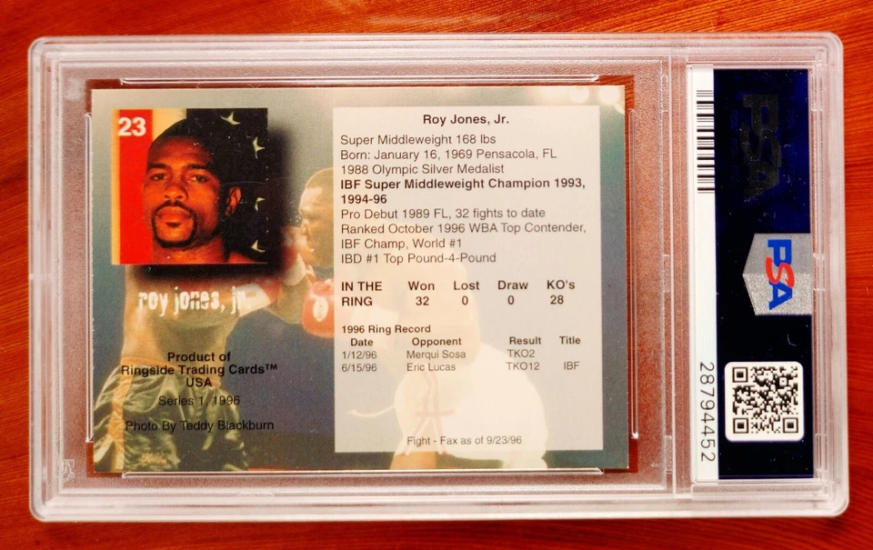 *ROY JONES JR* *PSA AUTO* *METAL SILVER INK* 1996 Ringside Autograph Signed GOAT - Image 2 of 2