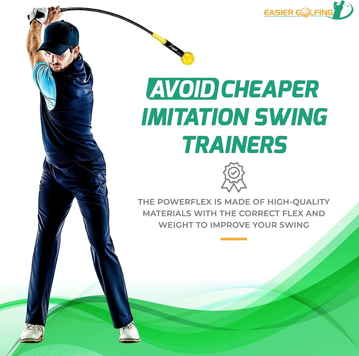 Easier Golfing Powerflex Golf Swing Trainer Golf Whip Weighted