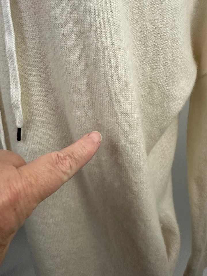 ESPLÉNDIDO Marfil 100% Cachemira Cuello Embudo Suéter con Bolsillos S Foto 4 de 4