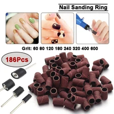 186pcs Nail Drill Sanding Bands Machine Replacement Bits With Sanding Mandrels