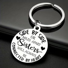 Sister Is Always Connected BY Heart Hot Keychain
