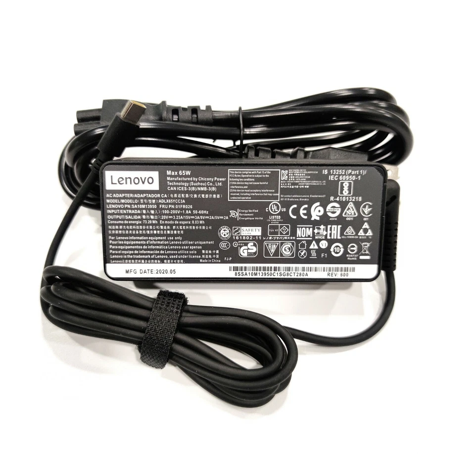 Cargador USB-C Tipo-C 65 W Original 10 piezas Adaptador Lenovo ThinkPad X1 Carbono Yoga Foto 4 de 4