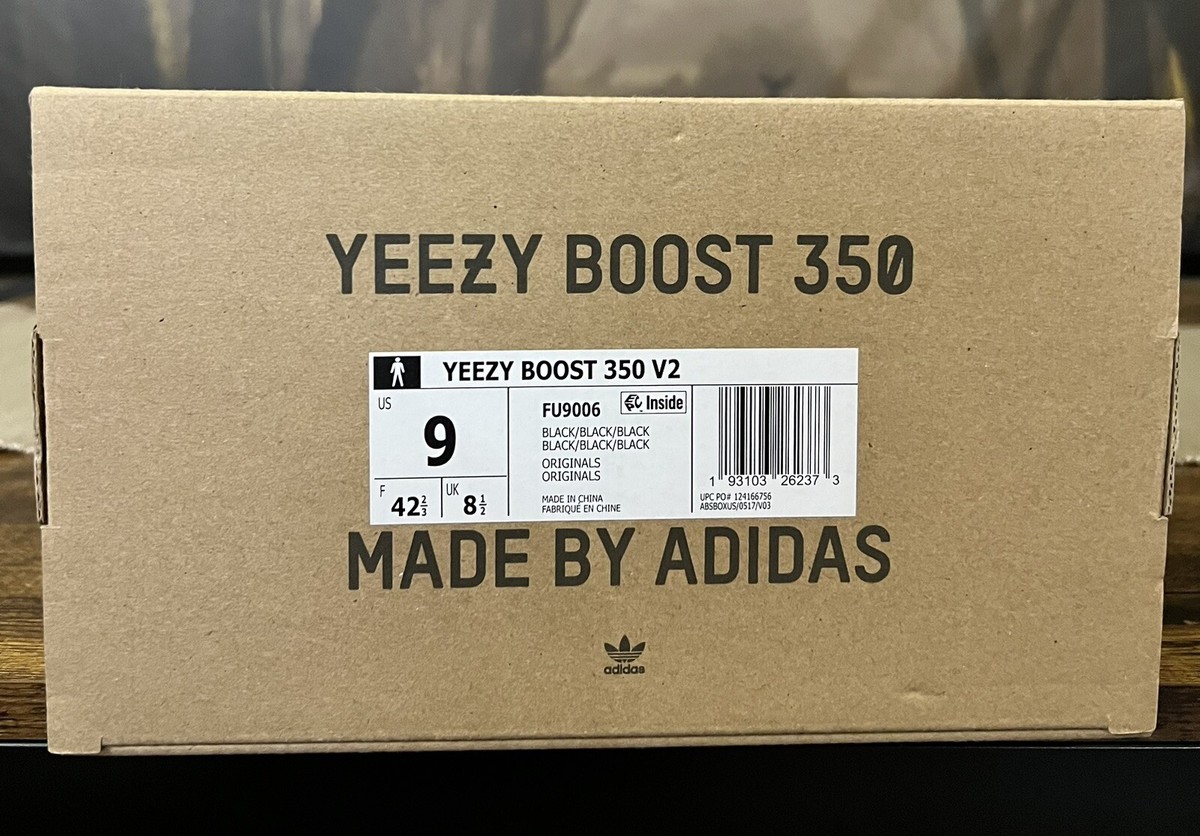 adidas Yeezy Boost 350 V2 Black (Non-Reflective) FU9006 Size 9 US